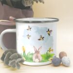 Sip in Style This Easter with a Personalized Watercolor Bunny Enamel Mug – Custom Name Stainless-Steel Cup for Festive Mornings & Spring Gifting - Image 2