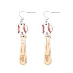 Custom wooden baseball bat earrings for sports moms