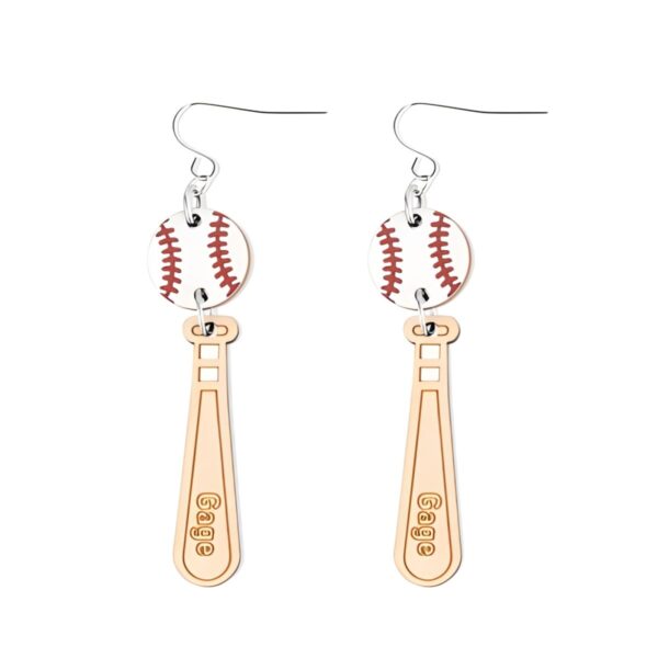 Custom wooden baseball bat earrings for sports moms