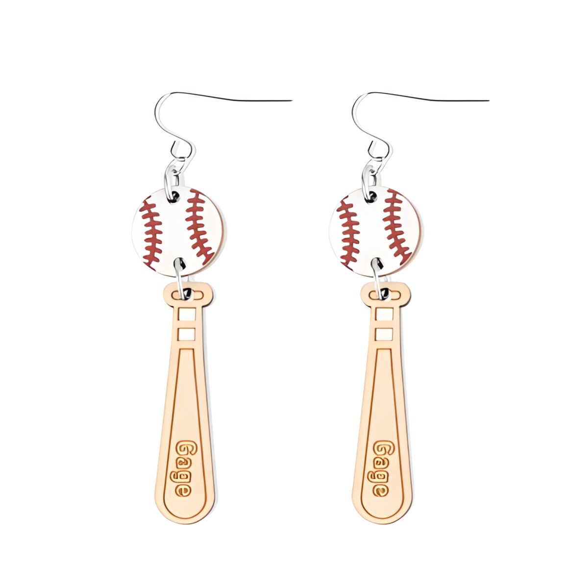 Custom wooden baseball bat earrings for sports moms