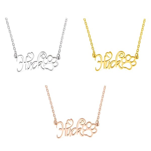 Custom name necklace for pet lovers with paw print