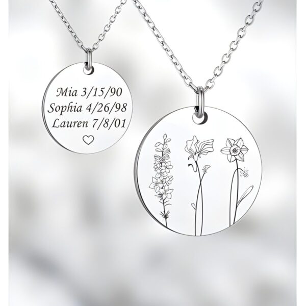 Birth flower necklace for family moments