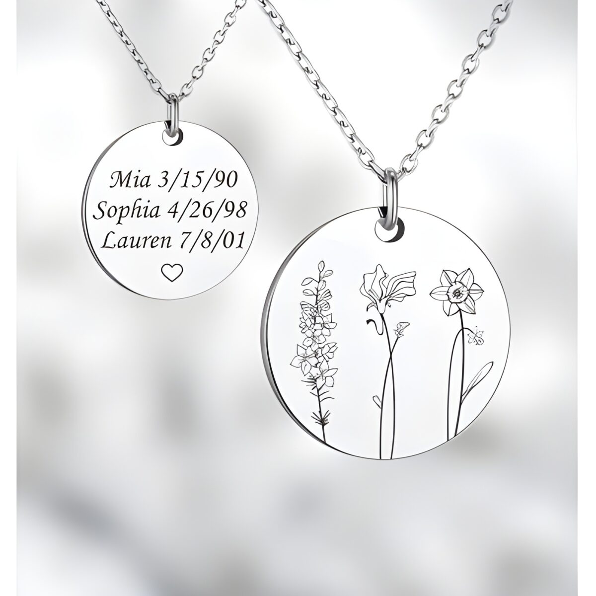 Birth flower necklace for family moments