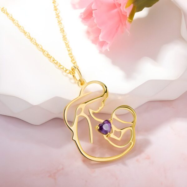 Mother and Child Birthstone Necklace celebrating love