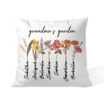 Custom garden pillow cover for grandma with names