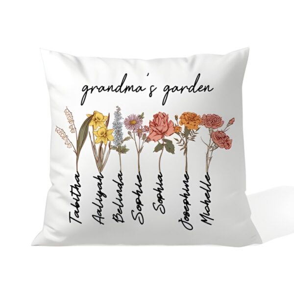 Custom garden pillow cover for grandma with names