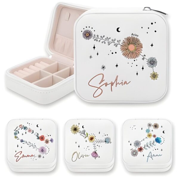 Zodiac Floral Constellation Jewelry Box for her