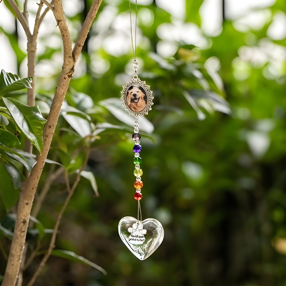 glass heart pet memorial suncatcher for cherished pets