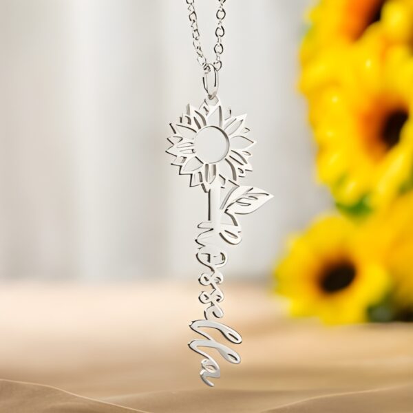 Custom name sunflower necklace for heartfelt gifting