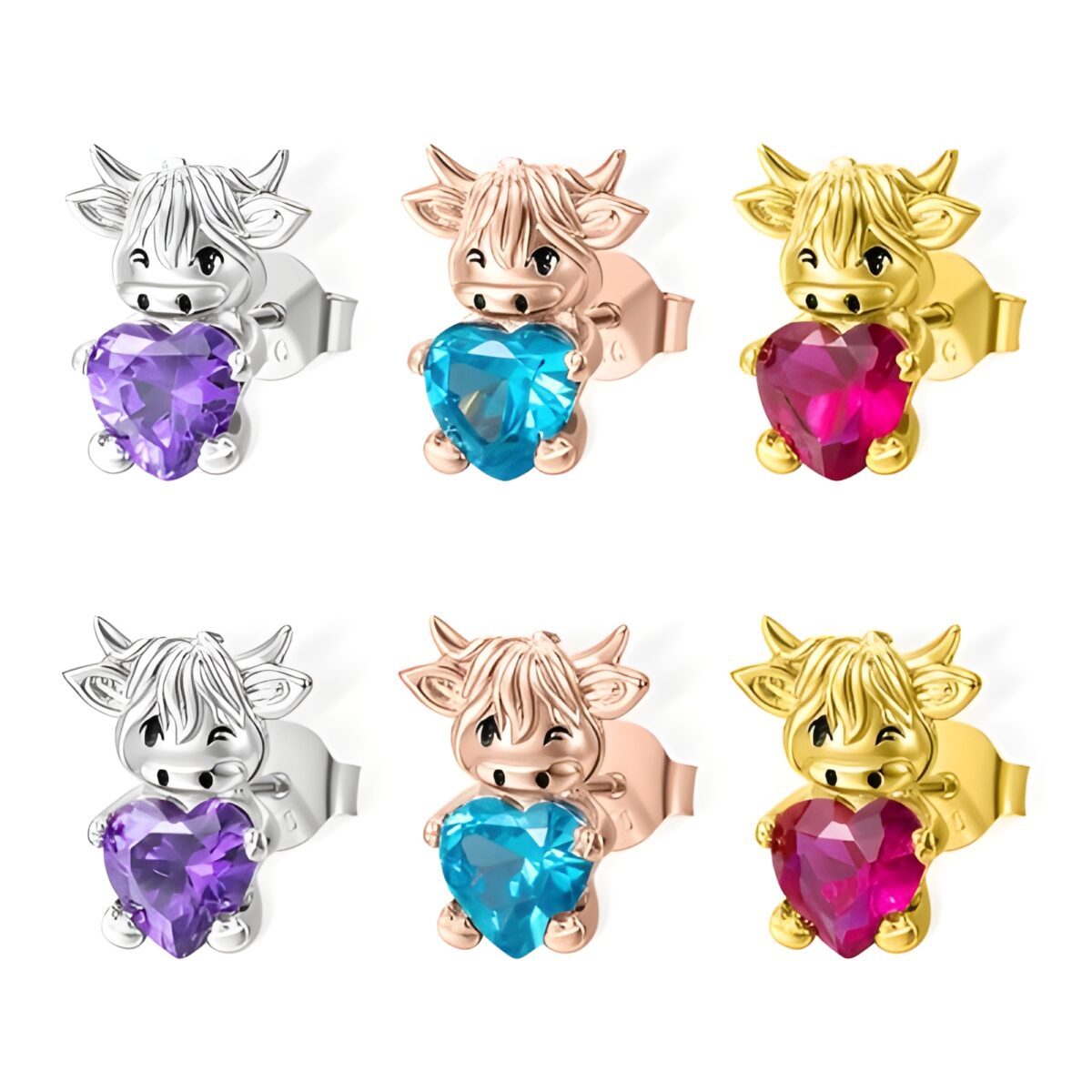 birthstone Highland cow earrings for meaningful gifts