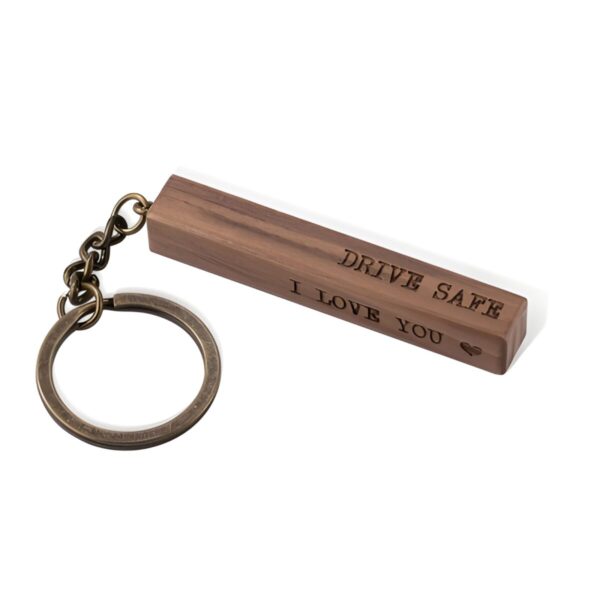 Engraved wooden bar keychain for him