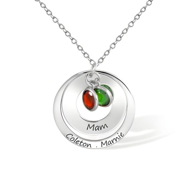 Custom engraved birthstone necklace for mom