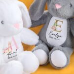 Welcome Little Ones with a Personalized Bunny Plush Toy – Soft Cuddly Keepsake with Initial & Name for Easter, Baby Showers, and Newborn Gifts - Image 3