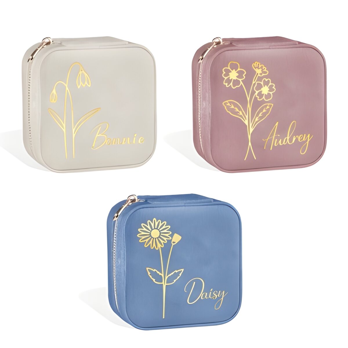 personalized birth flower jewelry case – Personalized birth flower jewelry travel case
