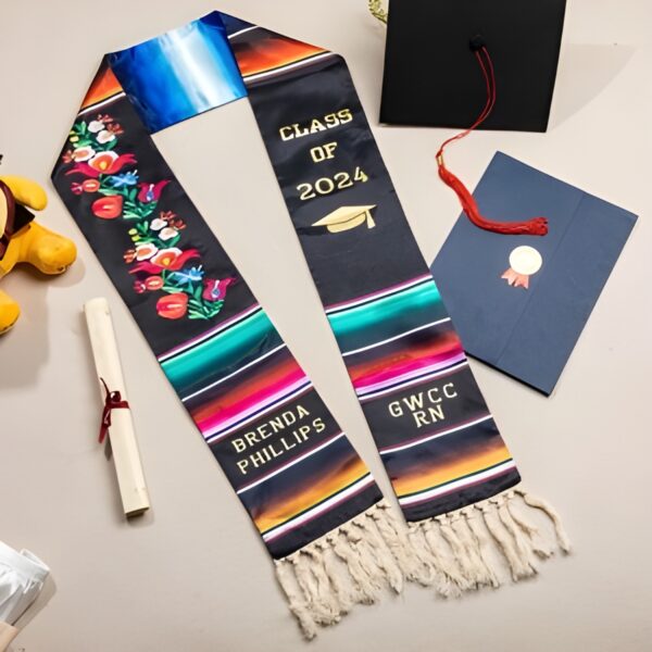 Custom Mexican graduation stole for proud graduates