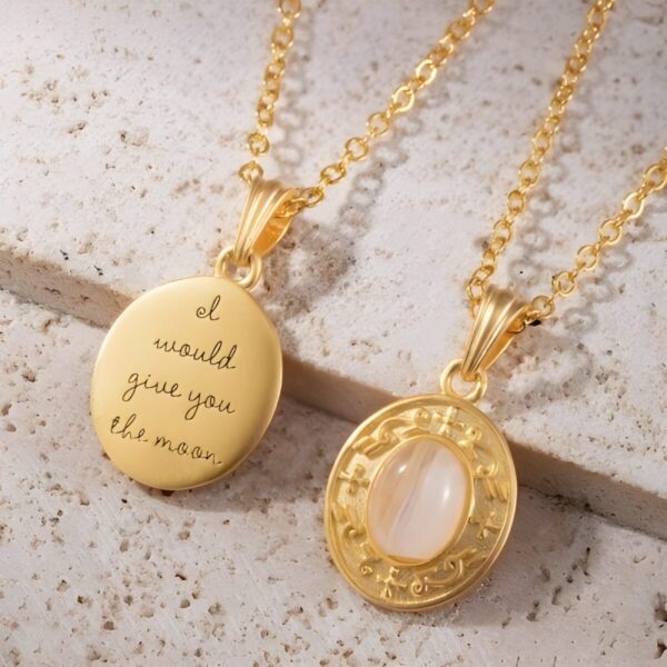 Engraved moonstone necklace gift for her