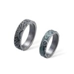 Handmade sun and moon couple rings for lovers