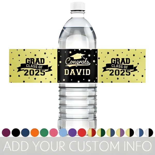 Custom graduation water bottle labels for celebration