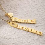 Embrace Your Story – Vertical Name & Heart Charm Necklace – A Loving Tribute for Her - Image 2