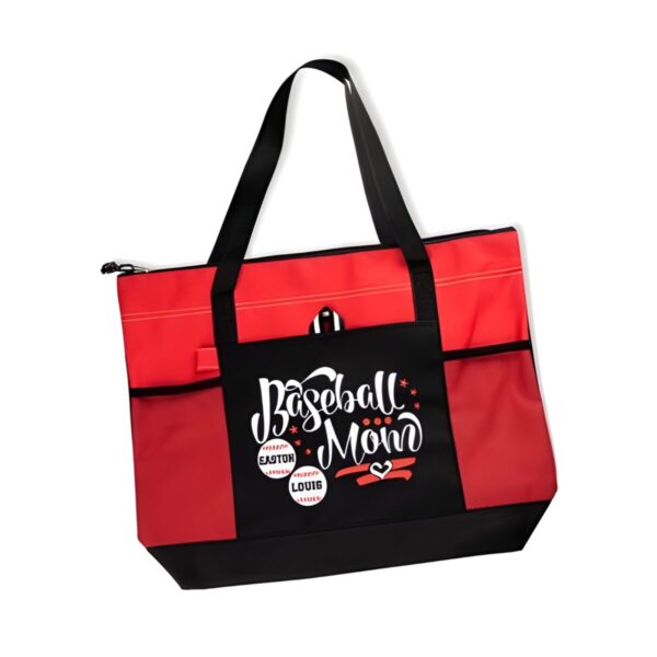 Custom name baseball mom tote bag for proud moms