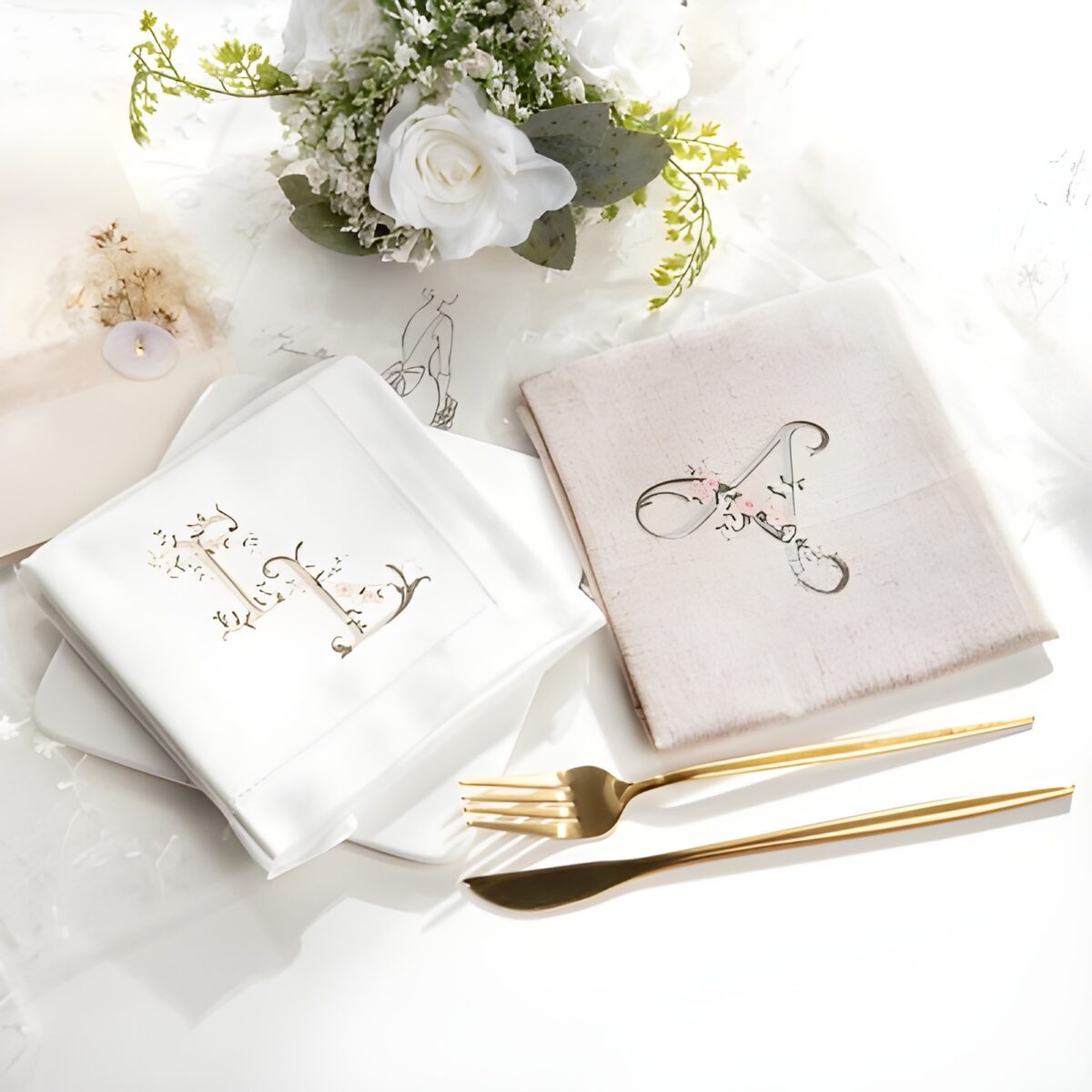 Personalized floral monogram napkins for special occasions