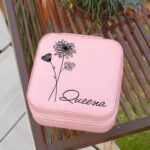 Embrace Her Story – Custom Birth Flower Jewelry Travel Case – A Cherished Keepsake for Every Special Woman - Image 3