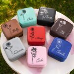 Embrace Her Story – Custom Birth Flower Jewelry Travel Case – A Cherished Keepsake for Every Special Woman - Image 6