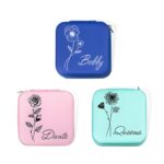 Custom birth flower jewelry travel case for her