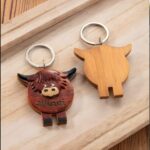 Carry a Piece of the Highlands – Custom Wooden Highland Cow Keychain – For Cow Lovers and Cherished Moments - Image 3