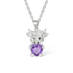 Embrace Whimsy and Love – Birthstone Sterling Silver Highland Cow Necklace – For Cherished Daughters & Loved Ones - Image 2