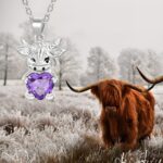 Embrace Whimsy and Love – Birthstone Sterling Silver Highland Cow Necklace – For Cherished Daughters & Loved Ones - Image 6