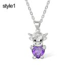 Embrace Whimsy and Love – Birthstone Sterling Silver Highland Cow Necklace – For Cherished Daughters & Loved Ones - Image 9