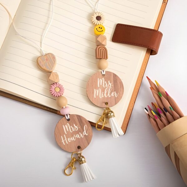Custom boho teacher lanyard with name for educators