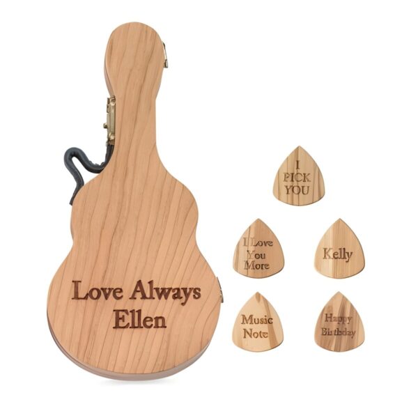 Handcrafted wood guitar pick box for music lovers