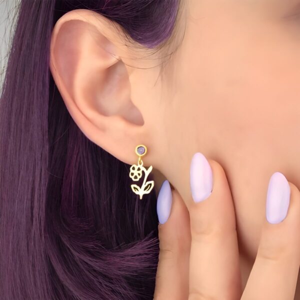 birth flower and birthstone earrings for her