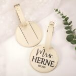 Embrace Your Journey Together – Custom Round Leather Luggage Tags – For Newlyweds’ Honeymoon Adventures - Image 3