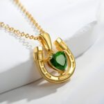 Heartbirthstone Horseshoe Necklace for love and luck