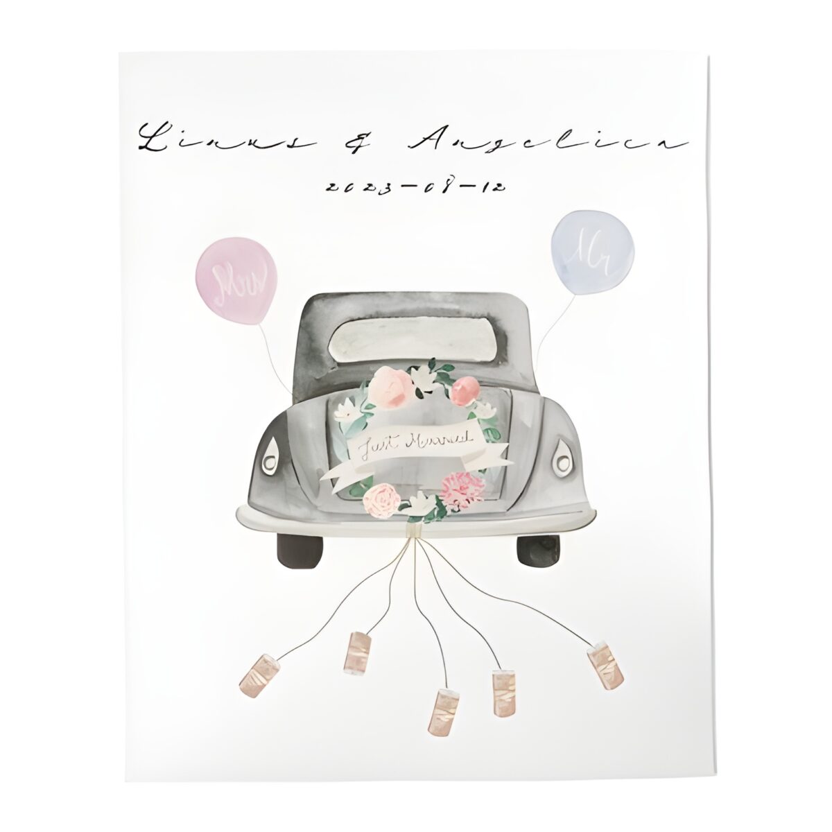 Custom car canvas for newlyweds celebrating love