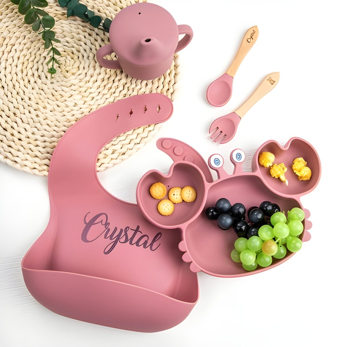 Custom engraved crab suction plate set for toddlers