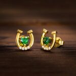 Embrace Fortune and Love – Custom Birthstone Horseshoe Stud Earrings – For Her Special Moments - Image 2