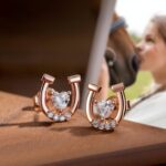 Embrace Fortune and Love – Custom Birthstone Horseshoe Stud Earrings – For Her Special Moments - Image 3