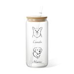 Custom pet portrait glass tumbler for cherished moments
