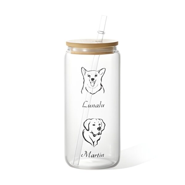 Custom pet portrait glass tumbler for cherished moments