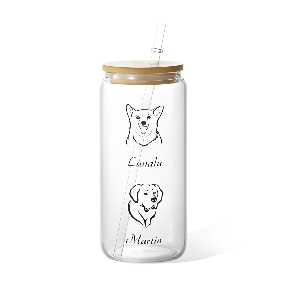 Custom pet portrait glass tumbler for cherished moments