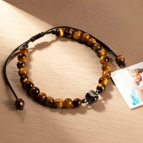 Photo projection tiger eye bracelet for him