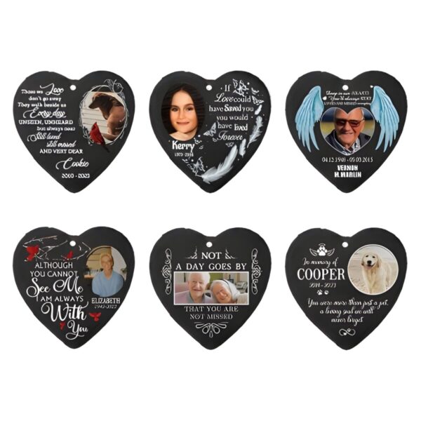 Custom memorial garden slate with photo tribute