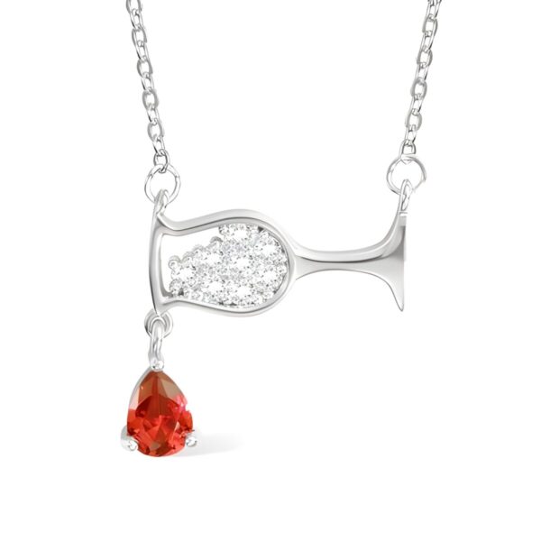 Birthstone wine glass necklace for celebrating special moments