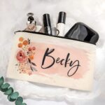Carry Elegance – Custom Monogram Canvas Makeup Bag – A Thoughtful Keepsake for Bridesmaids and Beyond - Image 3
