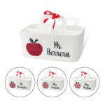 Personalized teacher desk organizer with apple design