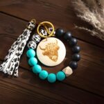custom cow print wristlet keychain for cowgirls